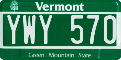 VT license plate YWY570