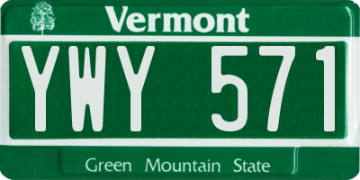 VT license plate YWY571