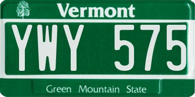 VT license plate YWY575