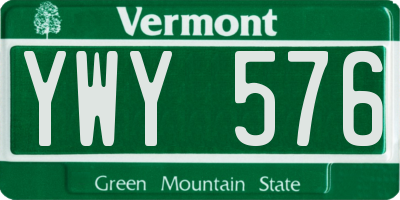 VT license plate YWY576