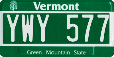 VT license plate YWY577