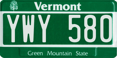 VT license plate YWY580