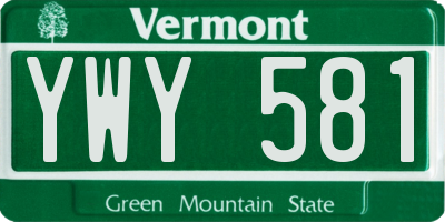 VT license plate YWY581