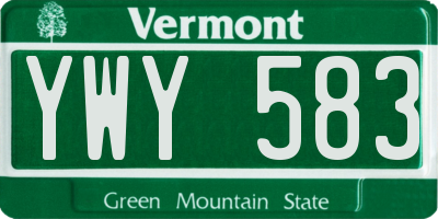 VT license plate YWY583
