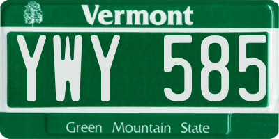 VT license plate YWY585