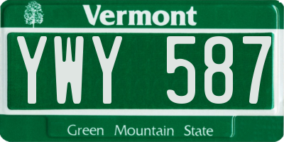 VT license plate YWY587