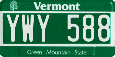 VT license plate YWY588