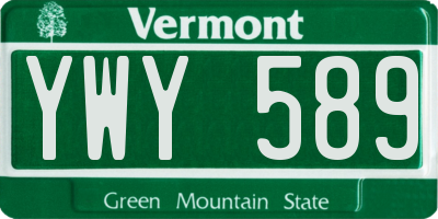 VT license plate YWY589
