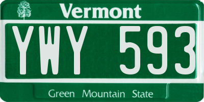VT license plate YWY593