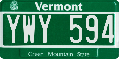 VT license plate YWY594