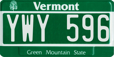 VT license plate YWY596