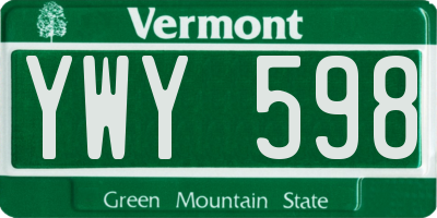 VT license plate YWY598