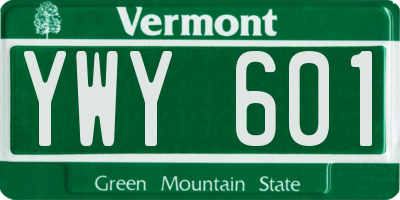VT license plate YWY601