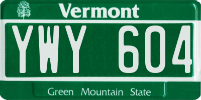 VT license plate YWY604
