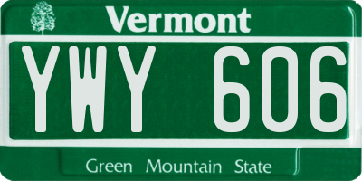 VT license plate YWY606