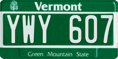 VT license plate YWY607