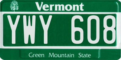 VT license plate YWY608