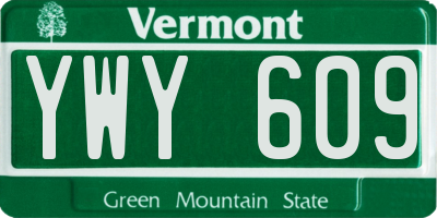 VT license plate YWY609
