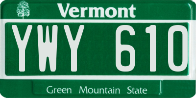 VT license plate YWY610