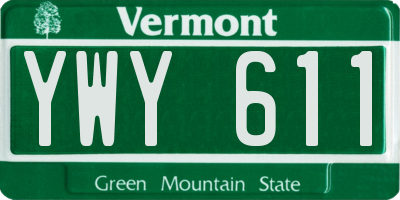 VT license plate YWY611