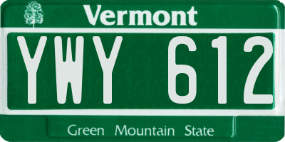 VT license plate YWY612