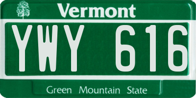 VT license plate YWY616