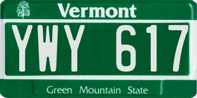 VT license plate YWY617