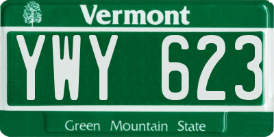 VT license plate YWY623