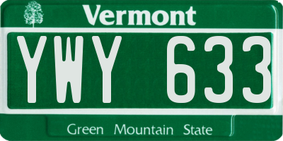 VT license plate YWY633