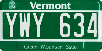VT license plate YWY634