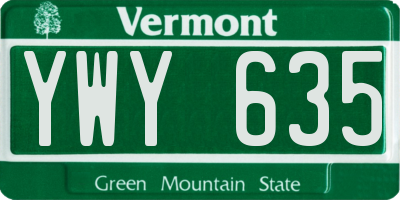 VT license plate YWY635