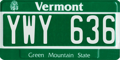 VT license plate YWY636
