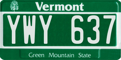 VT license plate YWY637