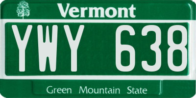 VT license plate YWY638