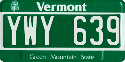 VT license plate YWY639
