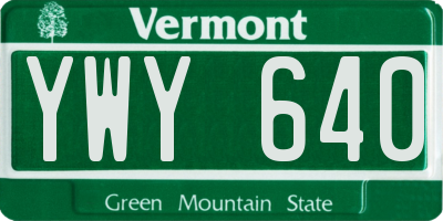 VT license plate YWY640