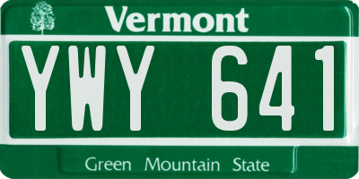 VT license plate YWY641