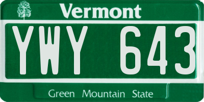 VT license plate YWY643