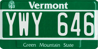 VT license plate YWY646