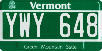 VT license plate YWY648