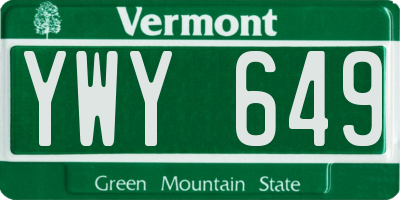 VT license plate YWY649