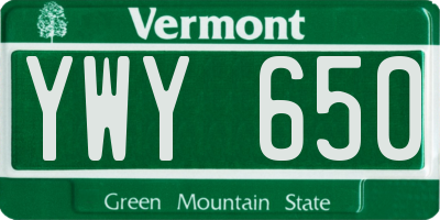 VT license plate YWY650
