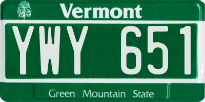 VT license plate YWY651