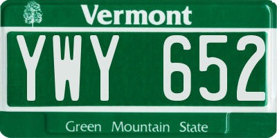 VT license plate YWY652