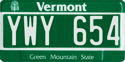 VT license plate YWY654