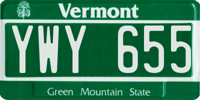 VT license plate YWY655