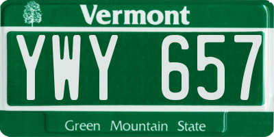 VT license plate YWY657