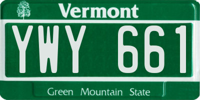 VT license plate YWY661