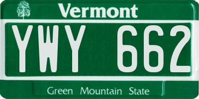VT license plate YWY662