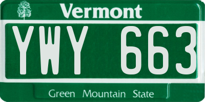 VT license plate YWY663